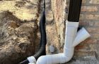 Gutter Drainage Installation Piping Inside Trench