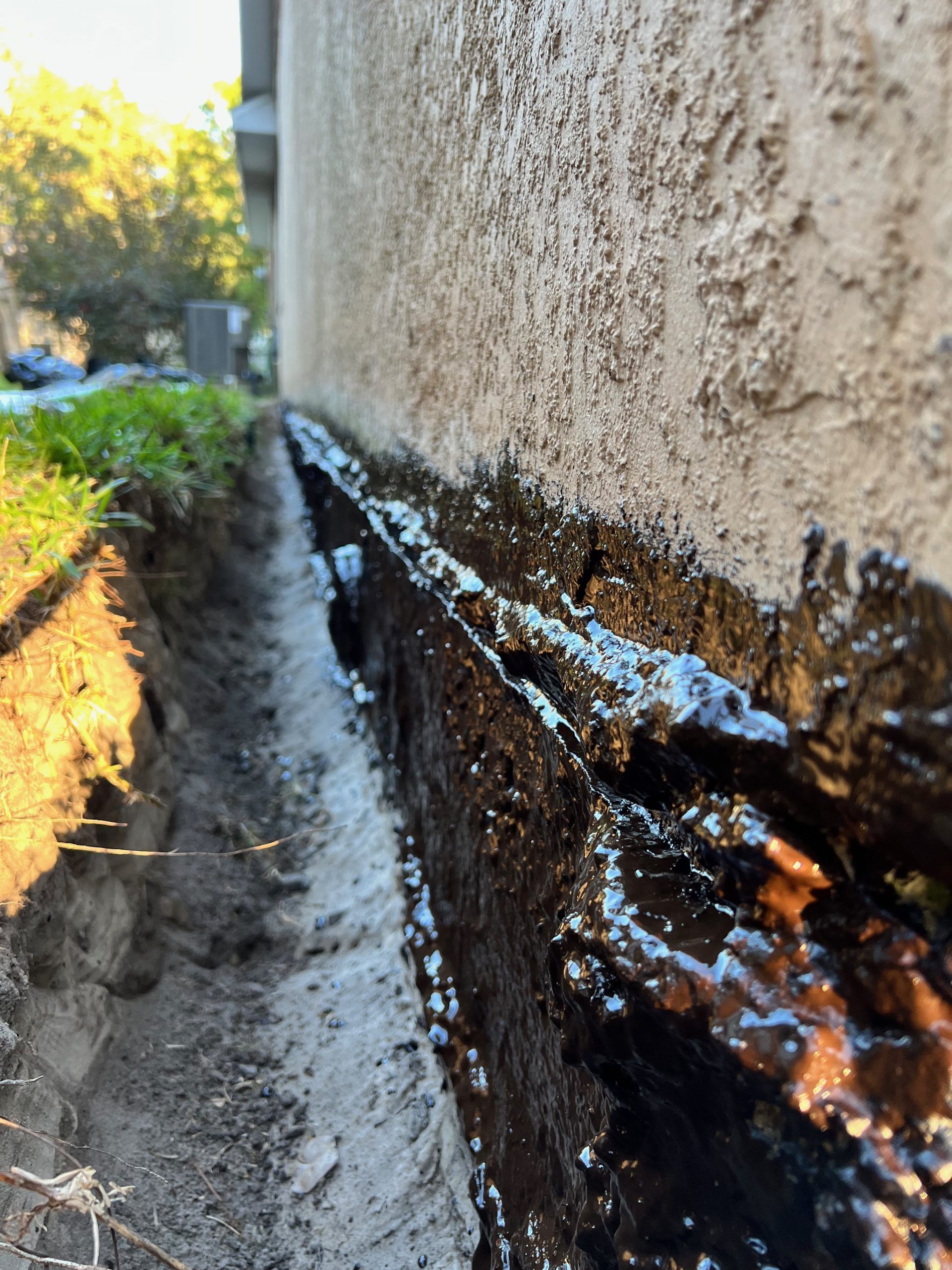 Above Ground Wall Treated With Waterproofing Sealant