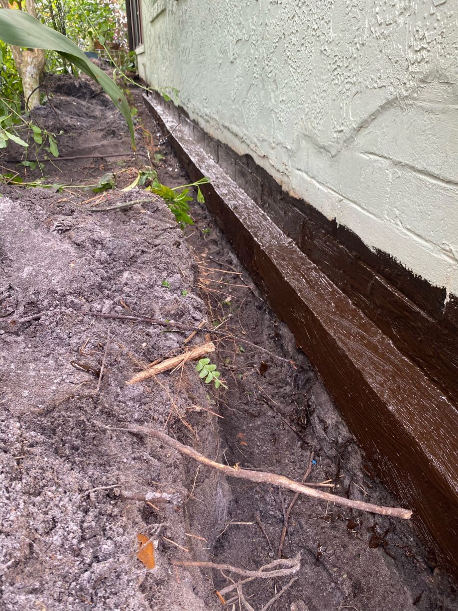 Above Ground Wall Treated With Waterproofing